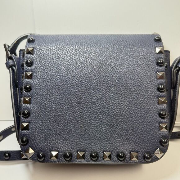 Studded Navy Faux Leather Crossbody Bag - Picture 5 of 10